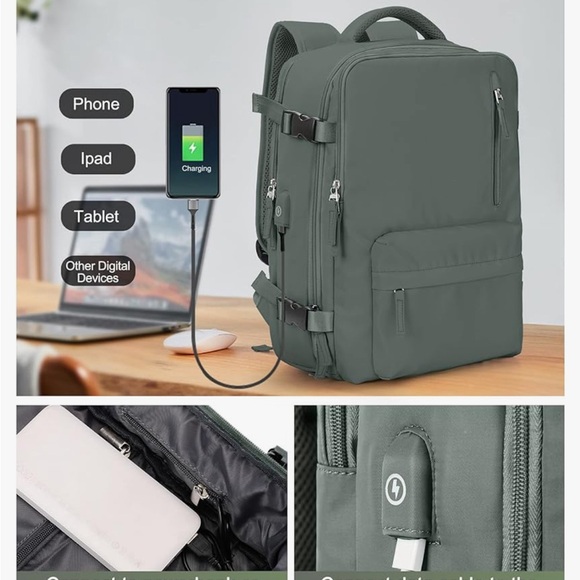 Viral Amazon Backpack Sage Green - Picture 2 of 10
